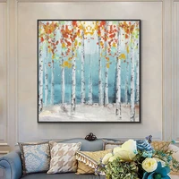 abstract handmade trees oil painting on canvas beautiful colorful tree painting modern landscape wall art for home decoration