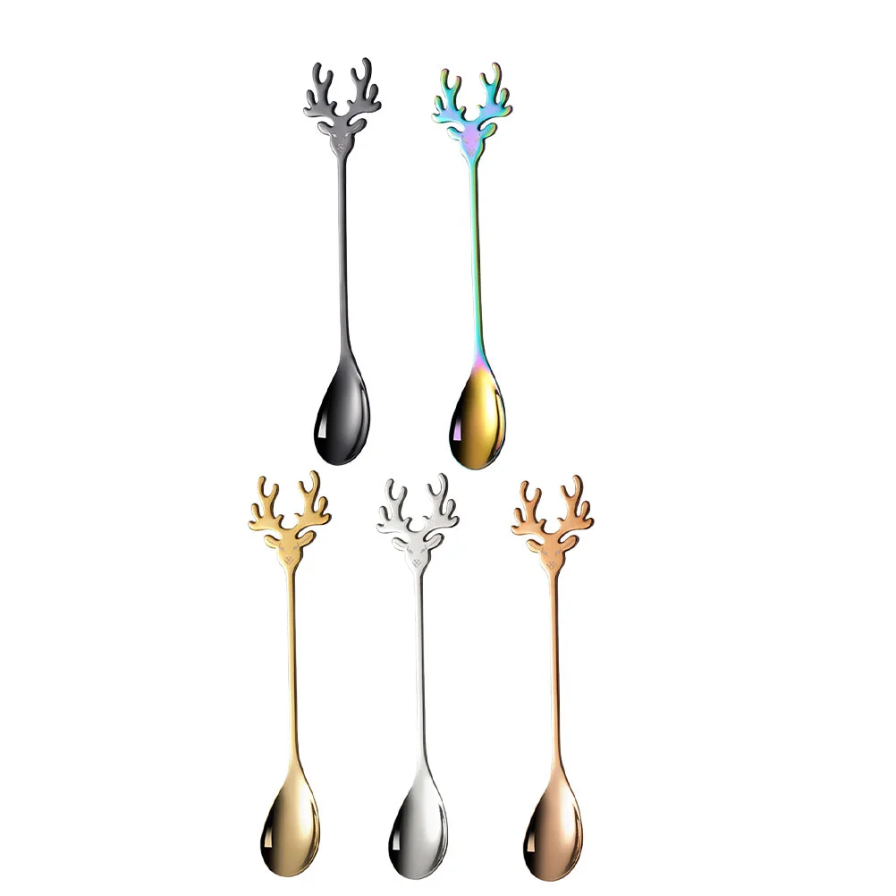 

5pcs Christmas Dessert Spoons Coffee Spoons Stirring Spoons (Assorted Color)