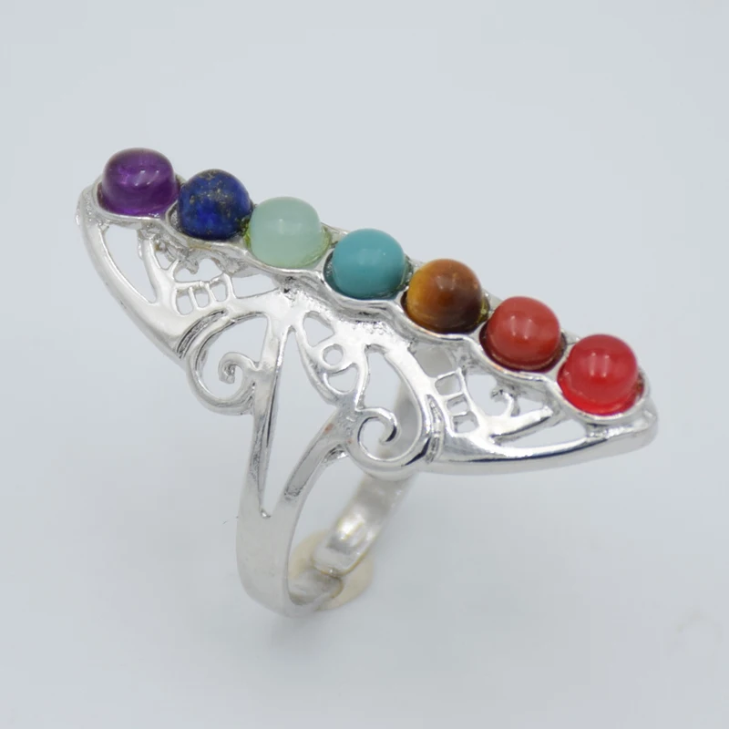 Мода 7 Чакра каменные бусины кольца на палец рейки баланс медитация исцеление