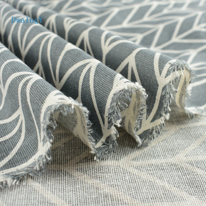 DwaIngY серая Геометрическая узорная печатная хлопковая льняная ткань для