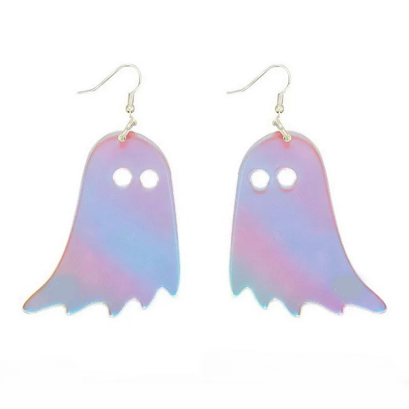 Красочные большие акриловые висячие серьги призрака для женщин геометрические