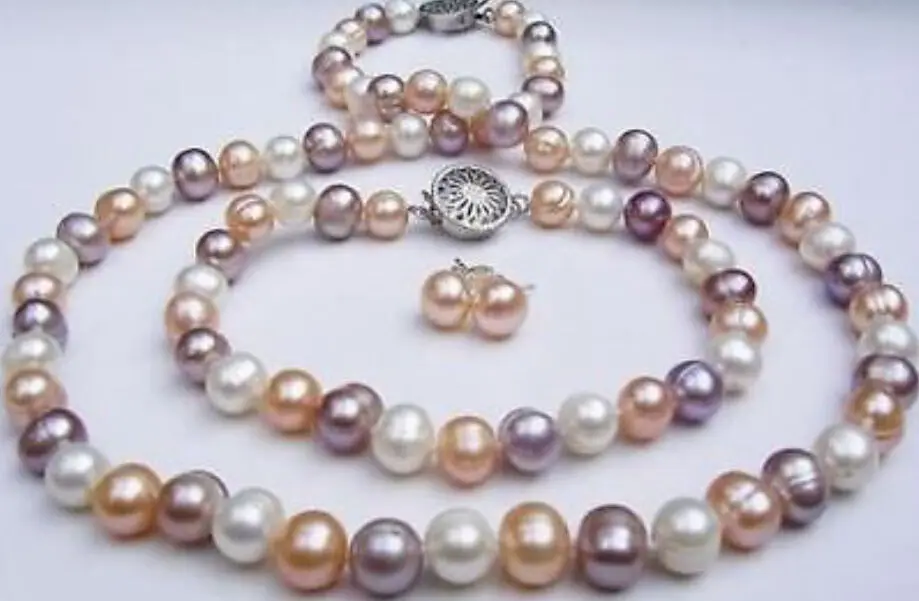 

7-8mm multicolor Zuchtperlenkette Armband Ohrringe