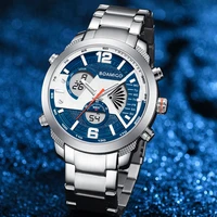 boamigo top brand 2020 new stainless steel luxury sport waterpoof watch military chronograph digital analog quartz male watch