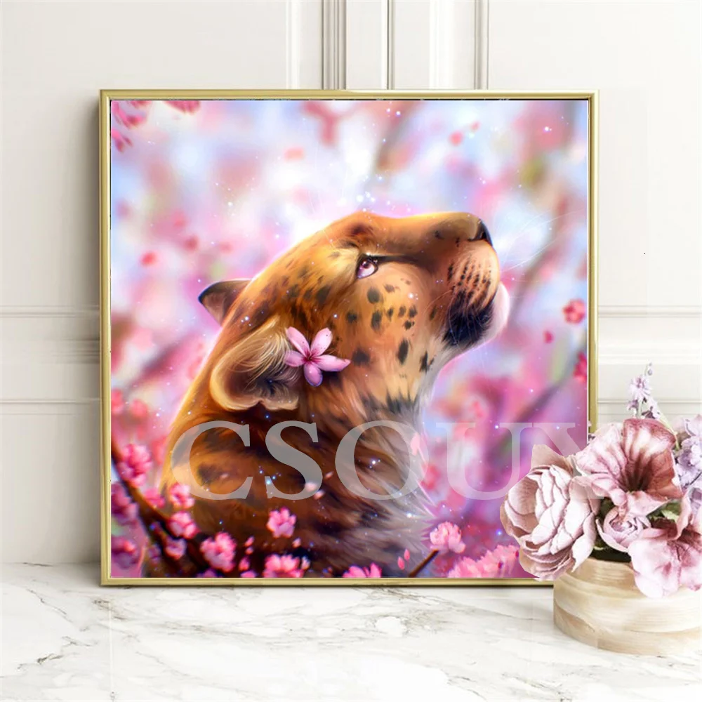 

5D Diy Diamond Painting Cross Stitch Animal Leopard Mosaic Full Round Square Drill Embroider Home Decor Needlework Rhinestones