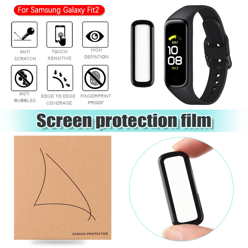 2pcs 3D Screen Protector For Samsung Galaxy Fit2 Full Coverage Soft Clear Protective Film Smartwatch Guard Smartwatch Accessory
