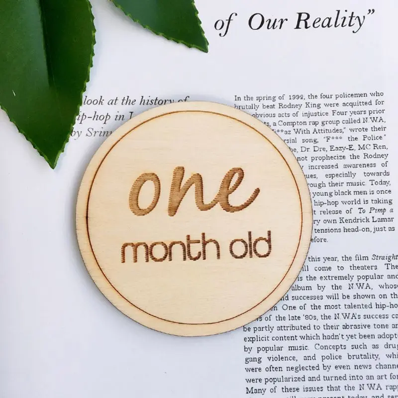 

N7ME 12 Pcs/set Baby Monthly Milestone Wooden Card Infants Photography Props Kids Newborn Shower Gifts
