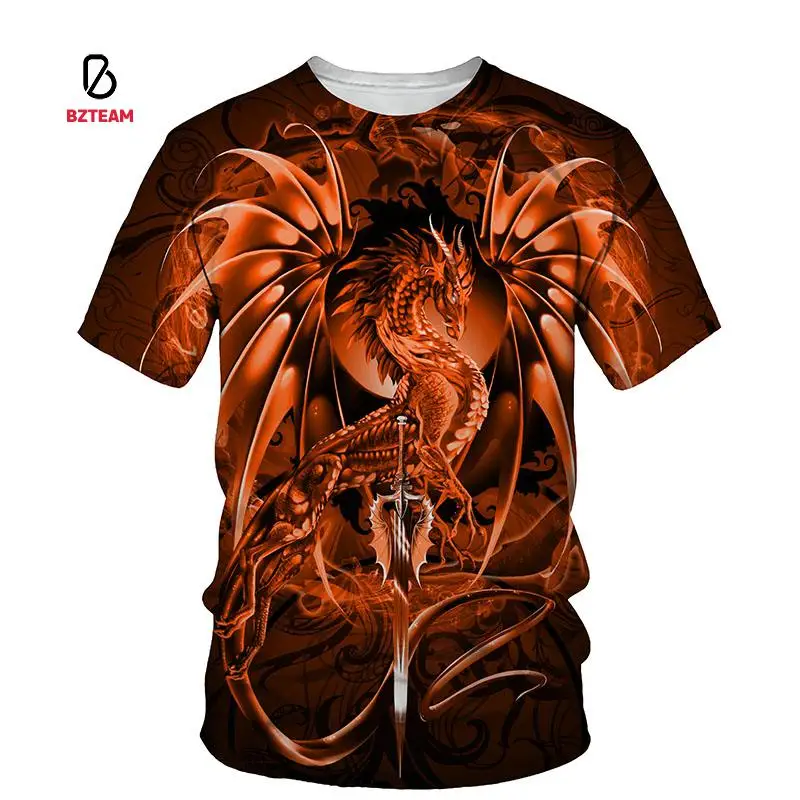 

BZTEAM 3D printing men's T-shirt 2021 summer O-neck short-sleeved T-shirt top 3D style men's fashion casual T-shirt