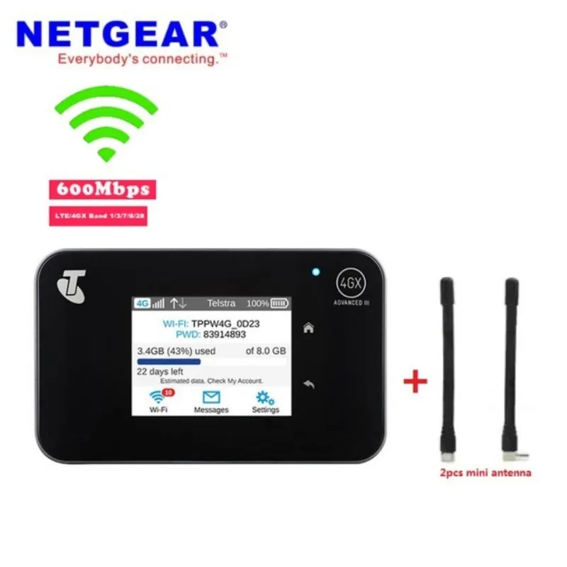 Сетевая карта доступа Netgear Aircard AC810S 810S Cat11 600 Мбит/с 4GX (плюс 2 антенны) Advanced III 4G LTE MiFi