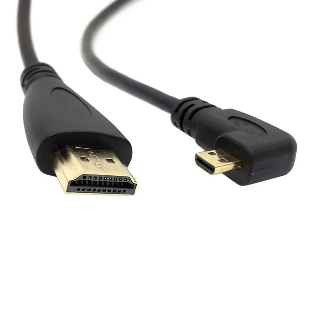 Правый Micro HDMI-совместимый штекер на HDTV-кабель с углом 90 градусов Штекерный кабель