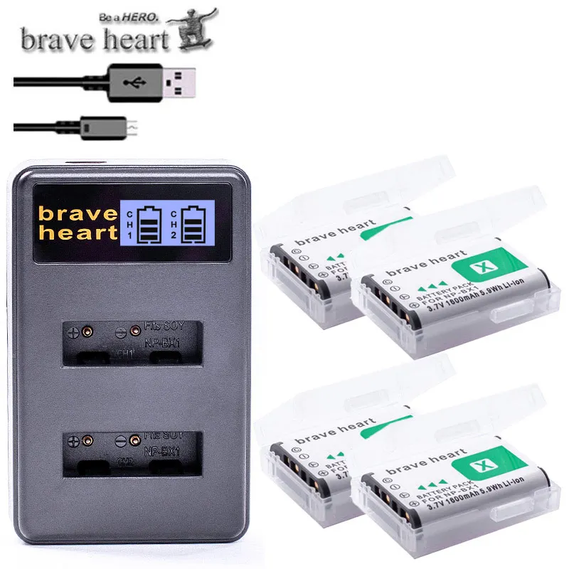 charger and 4battery 6x bateria NPBX1 NP-BX1 NP BX1 Battery Packs+ Dual USB Charger for Sony DSC RX1 RX100 AS100V M3 M2 HX300 HX400 HX50 HX60 GWP88 - Цвет: charger and 4battery