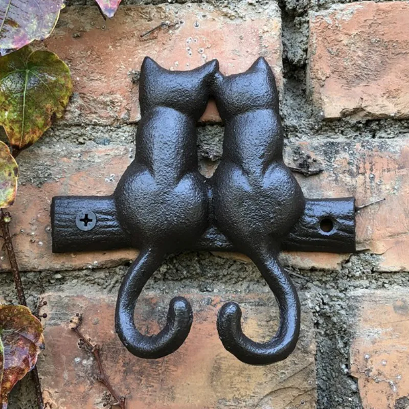 Чугунный двойной кошачий крючок настенный сад двор уличное украшение