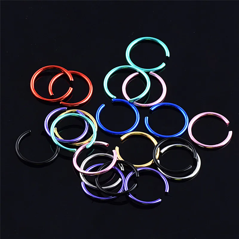 

40Pcs Medical Titanium Steel Simple Hoop Nose Rings Piercing Tragus Fake Septum RingPiercing Orbital Body Jewelry