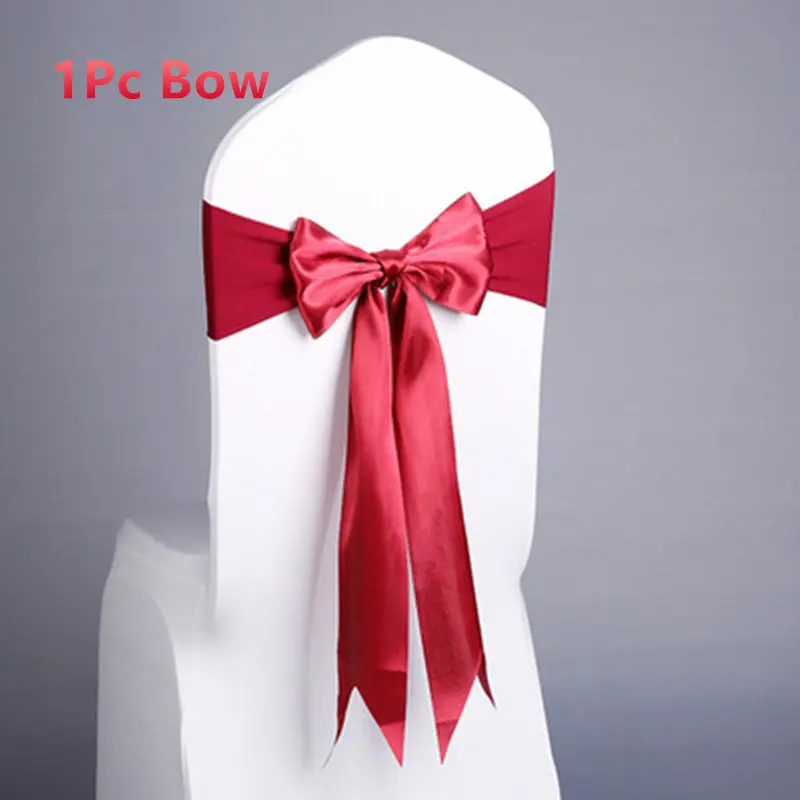 20 Color Solid Color Chair Cover Spandex Stretch Elastic Slipcovers Chair Covers For Dining Room Kitchen Wedding Banquet Hotel - Цвет: 1Pc bow