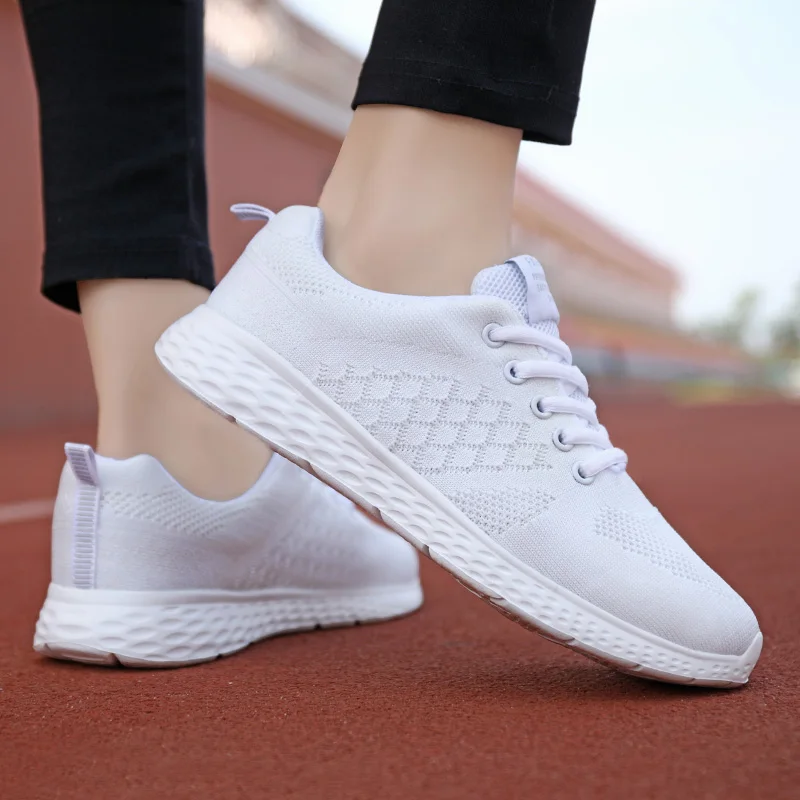 

2021 Lightweight Women Sneakers Flat Casual Lace-up Walking Shoes Mesh Breathable Women's Vulcanized Shoes Zapatos Mujer