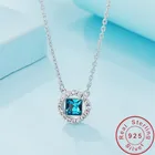 2020 Романтический кулон с аквамарином и бриллиантами, подвеска из настоящего серебра 925 пробы, ожерелье для женской вечеринки, Изящные Ювелирные изделия