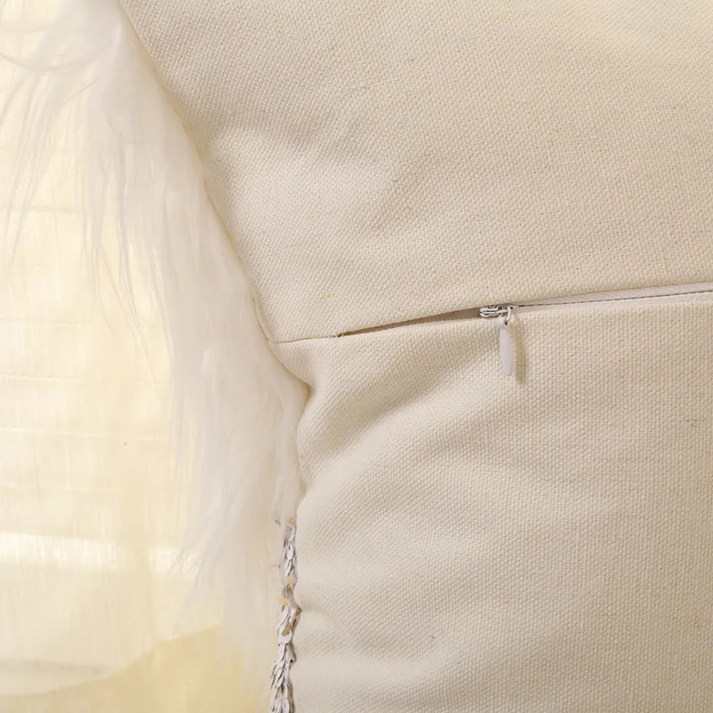 

Plush Pillowcase Long Fur Sequins Patchwork Gold Silver Cushion Cover Home Decor Waist Throw Pillow Covers For Sofa Bed 43X43cm