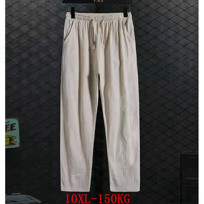 Брюки женские из хлопка и льна большие эластичные свободные спортивные штаны в