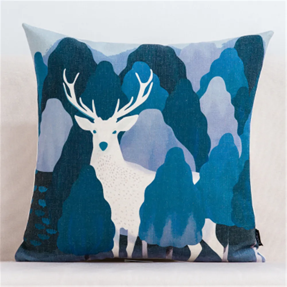 Рождественское украшение квадратная декоративная подушка чехол синяя