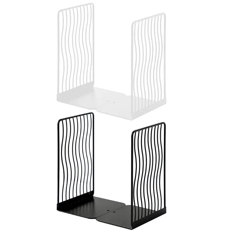 

1 Pair Nordic Iron Bookends Book Stand Support Desktop Office Magazine Organizer Non Slip Rack Shelf Holder