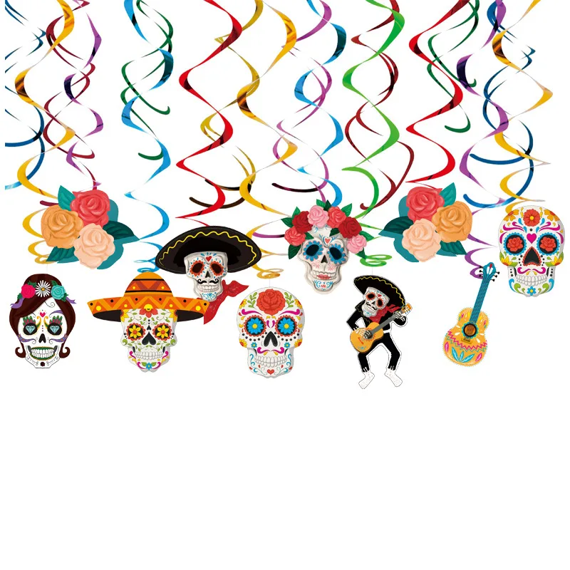 Cinco De Mayo Мексика вечерние украшения подвесной череп в форме завитки баннер кекс