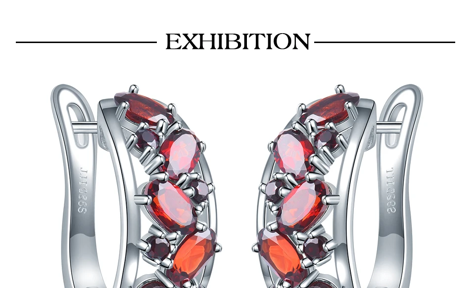 Hutang 0.9ct натуральный гранат женские серьги-кольца твердые 925 пробы серебряные ювелирные изделия с красным драгоценным камнем элегантный дизайн Новое поступление