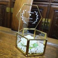 Personalized Wedding Ring Box Proposal Engagement Holder Clear Glass Bearer Keepsake Box Birthday Decoration