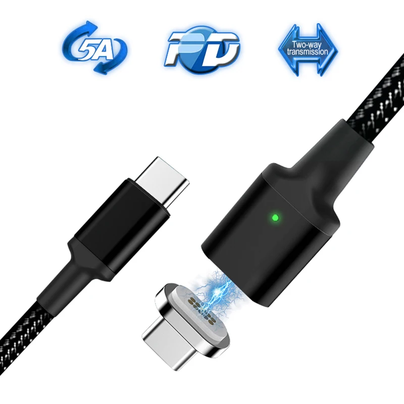 5А Магнитный usb type-C кабель PD провод для быстрой зарядки USB C кабель быстрой зарядки для Macbook Pro type-C Кабо Для samsung S10 Xiaomi
