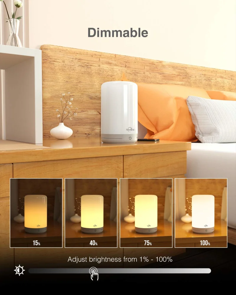 

NiteBird TUYA Smart Table Lamp EU Touch Sensor Bedside Lamps Compatible With Alexa Google Home Smart Life LED Dimmable Warm