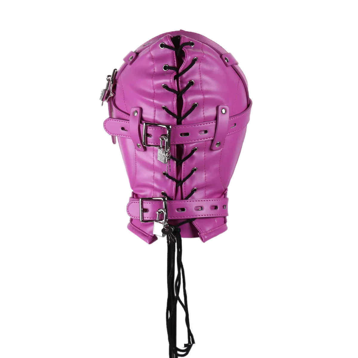 Регулируемый закрытый кожаный Фетиш с открытым ртом капюшон для бондажа