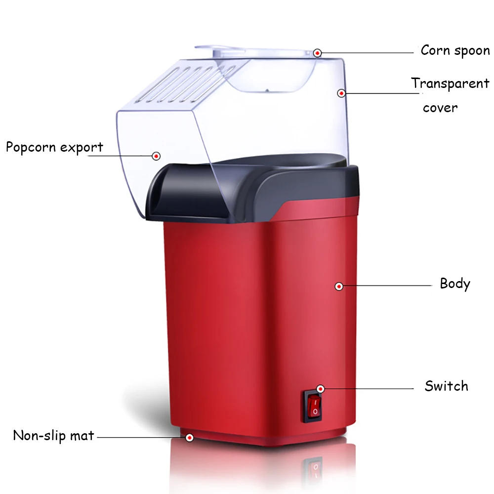 

DIY Hot Air Popcorn Machine for Home 1200W Electric Popcorn Maker without Fat and Oil Mini Electric Popcorn Maker Gift for Kids