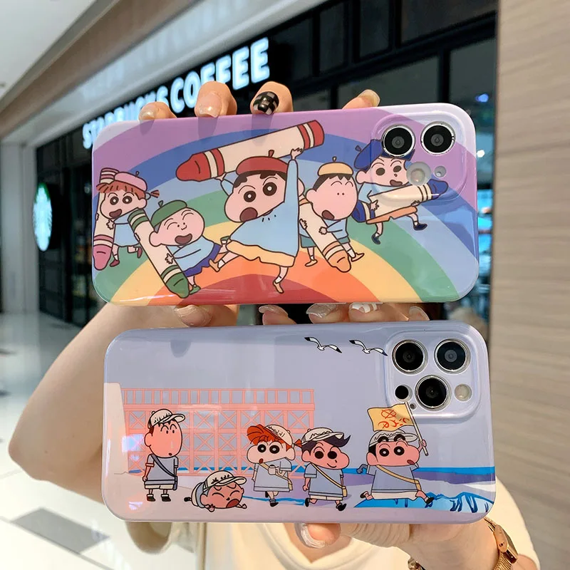 

Bandai милый мультяшный чехол для смартфона Crayon Shin-chan для iPhone 11 12 13 Pro Max 7 8 Plus Xr Xs Max, мягкий IMD защитный чехол