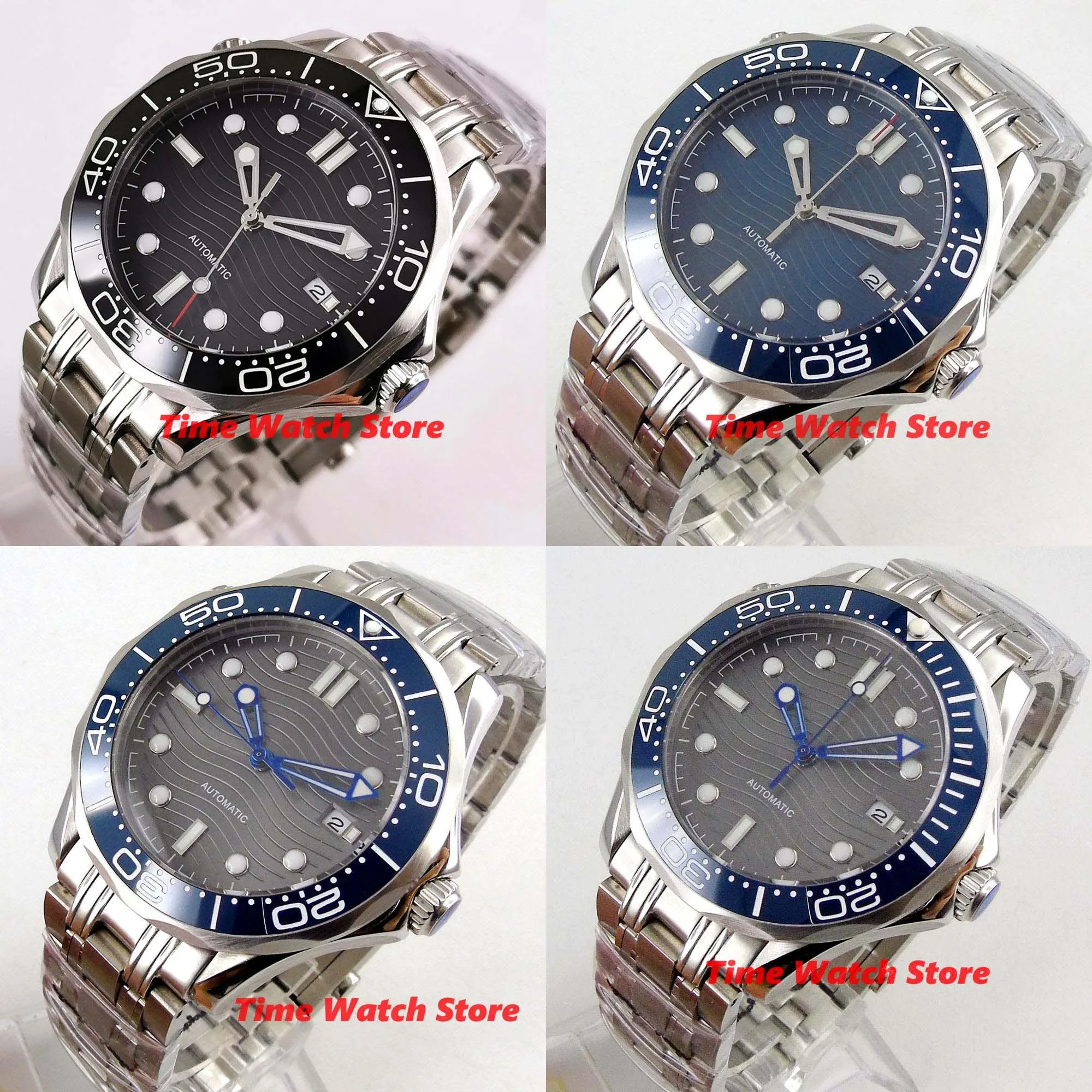 

Bliger 41mm Miyota 8215 Automatic watch men sapphire glass waterproof luminous grey black blue dial date Ceramic Bezel