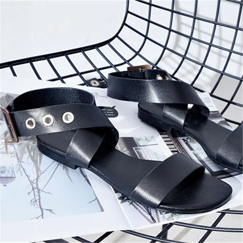 Черные кожаные пляжные сандалии женские роскошные брендовые Летние
