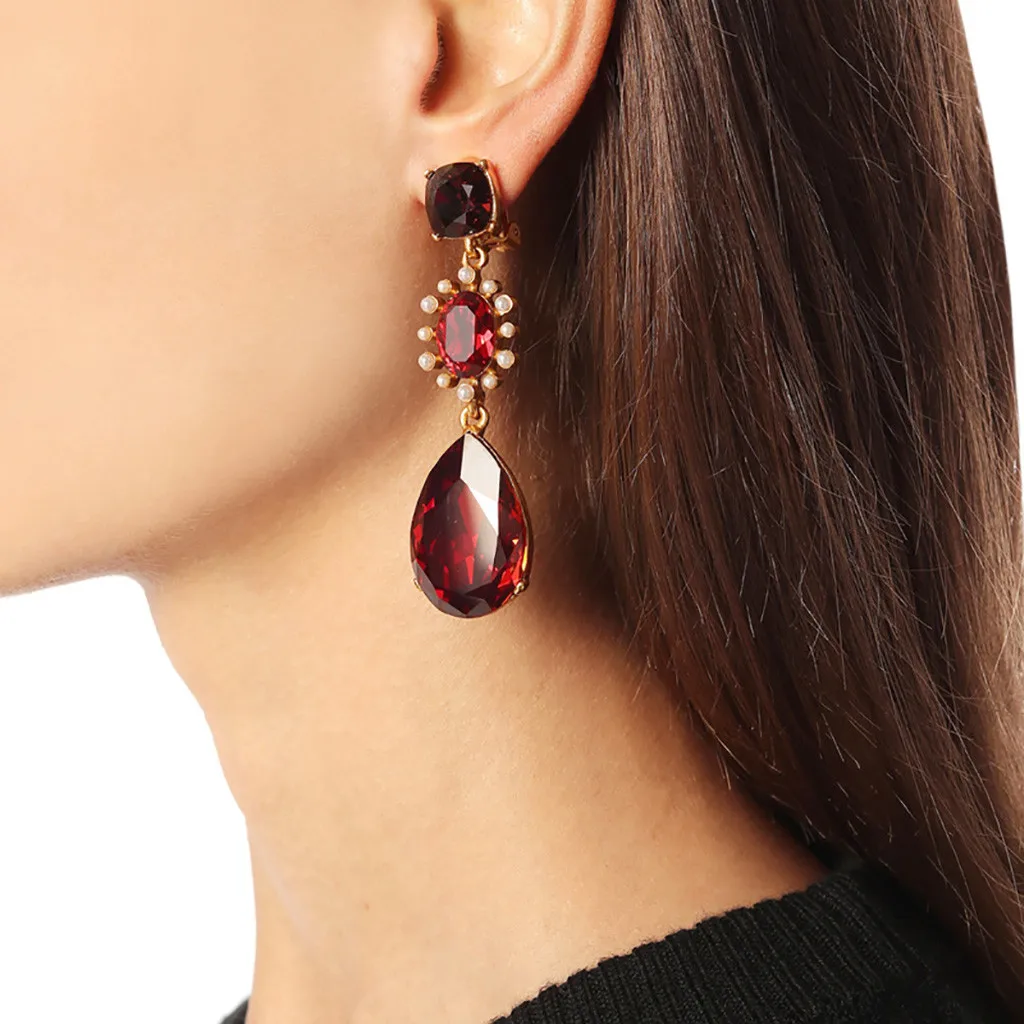 Женские винтажные серьги в форме капли цветные стеклянные стиле барокко