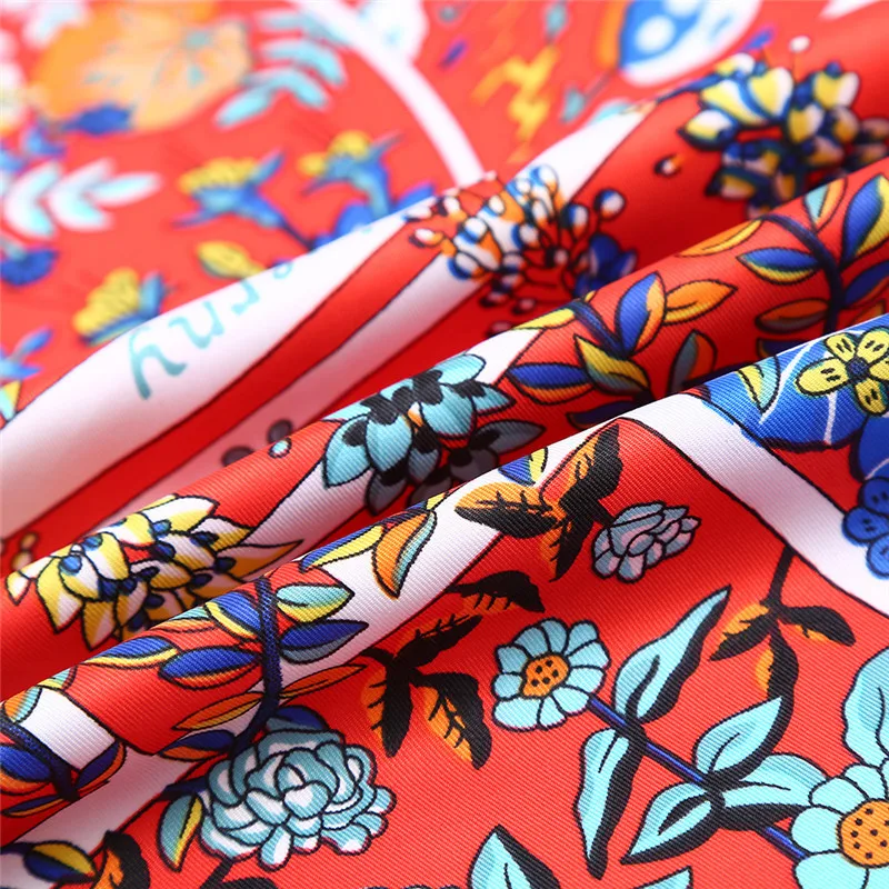 Новый женский веер с геометрическим принтом сада Шелковый большой квадратный