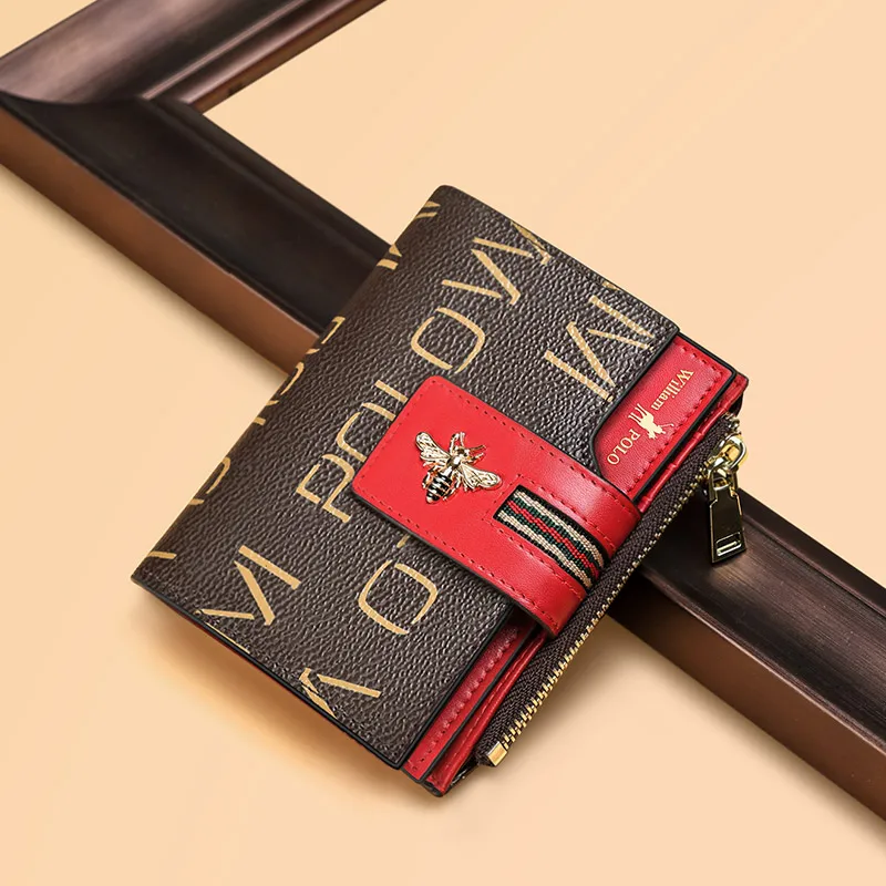 Кошелек WILLIAMPOLO короткий женский модный бумажник с маленькой Пчелкой из ПВХ