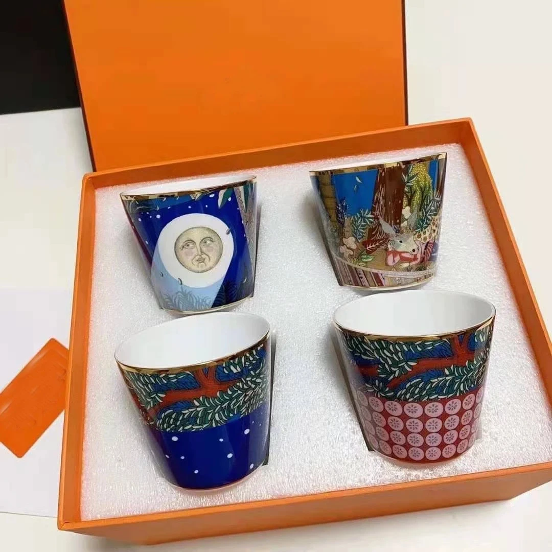 4 pcs set Top Grade Ceramic Coffee Cups Tea Milk Drinking Mug Coffee Mugs for Office Novelty Gift With Original Box