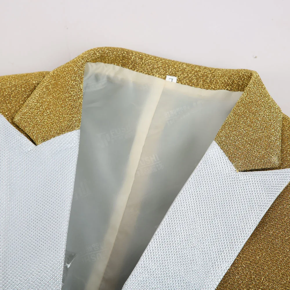 Мужские Блестящие смокинги высокого качества золотистые костюмы (пиджак + брюки)