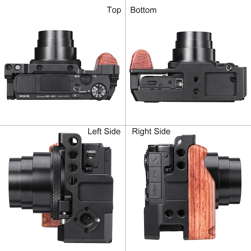 

UURig Vlog Camera Cage for Sony RX100 VI/VII M6/M7 Case With Wood Handle Handgrip Dual Cold Shoe Mount Camera Studio Accessories