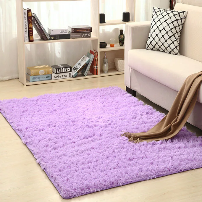 Light purple Ковер для гостиной, домашние теплые плюшевые Коврики для пола, пушистые коврики для детской комнаты, шелковые коврики из искусственного меха, ковер для гостиной, коврики для йоги - Цвет: Light purple