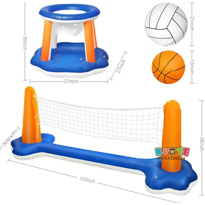 

Inflatable swimming pool floating set volleyball net and basketball box game toy water-filled sports