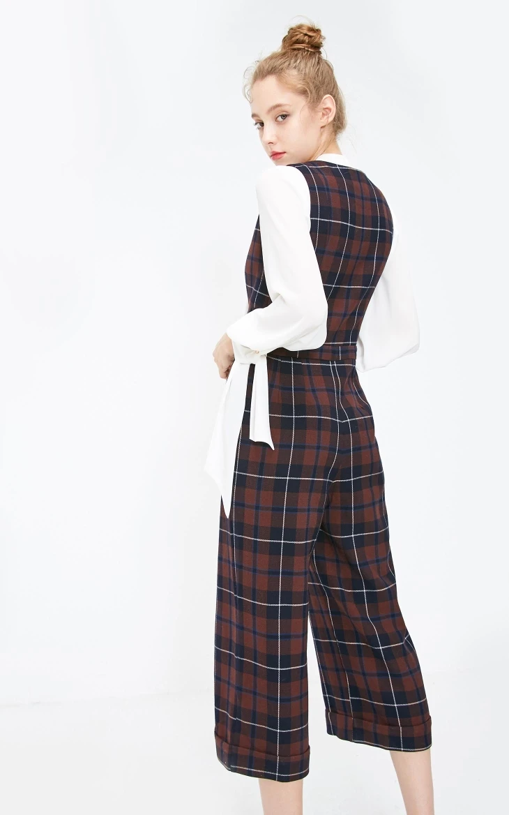 Vero Moda новое поступление OL Стиль Женский клетчатый комбинезон капри на пуговицах | 31849X504
