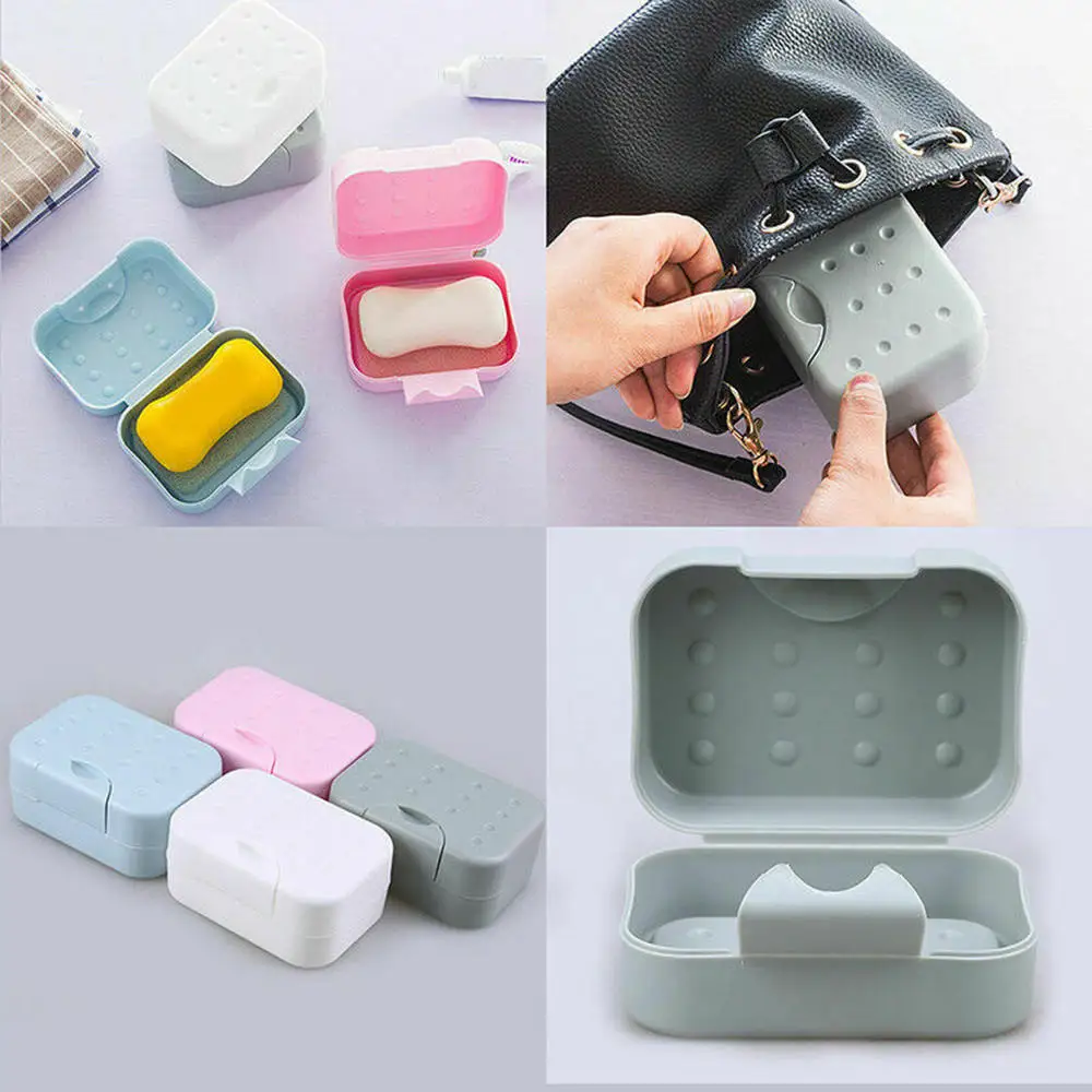 

2Pcs Portable Travel Washing Soap Box with Lid Sealed Shower Soap Case Travel
