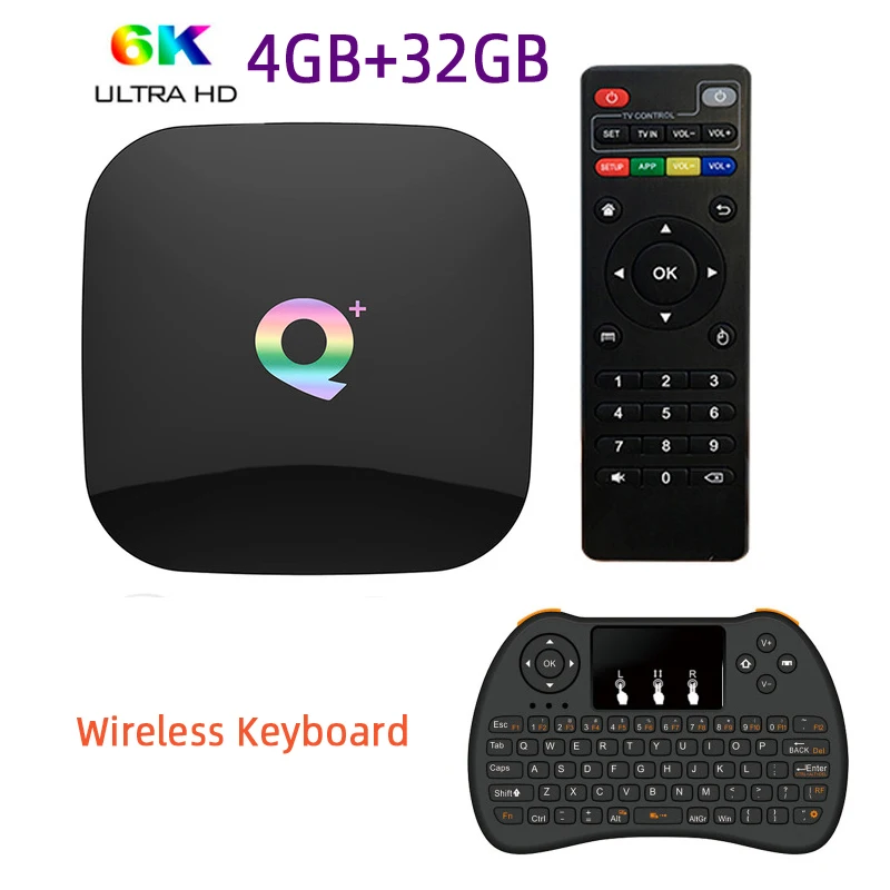 4GB 32GB Keyboard Allwinner H6 6K Smart tv Box Android 9,0 4 Гб 64 ГБ 32 ГБ четырехъядерный USB3.0 Playstore Youtube Q Plus Wifi телеприставка PK T95Q - Цвет: 4GB 32GB Keyboard
