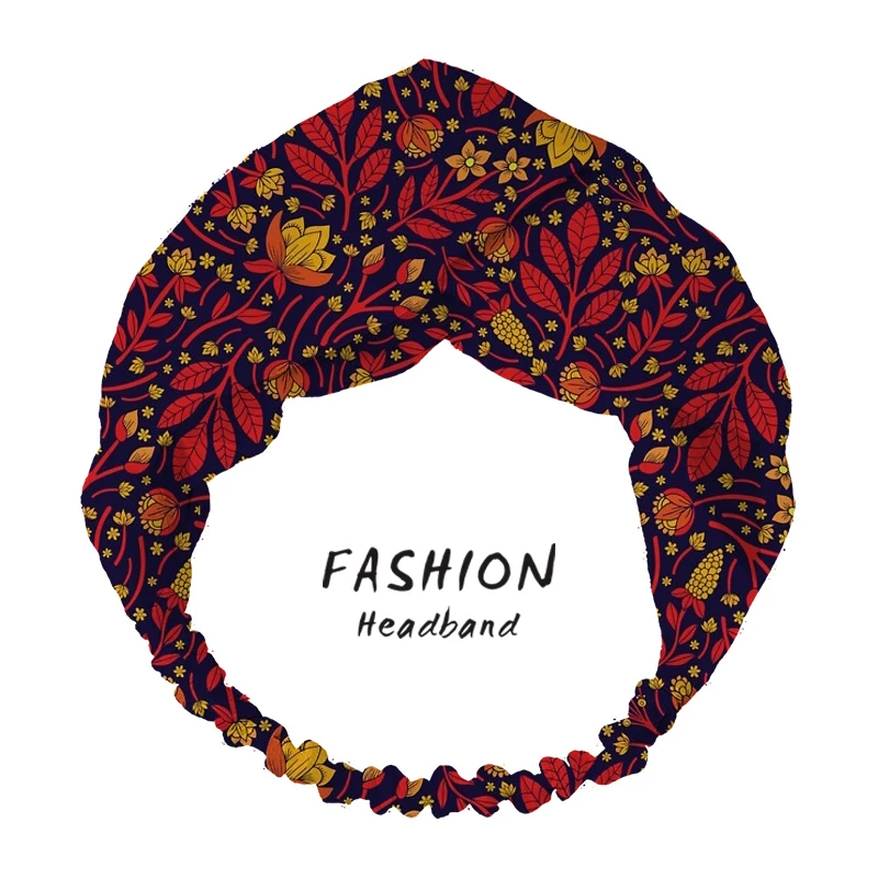 

2021 Women Summer Hair Accessories Headband Navy Flowers Print Floral Cross Elastic Hair Bands Hair Rope Bandana Hair Scrunchies