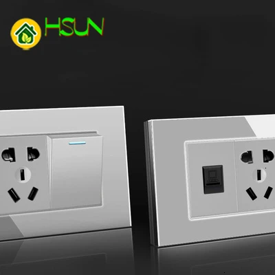 Американское закаленное стекло серый переключатель типа 118 розетка 1/2/3/4/5/6/7/8