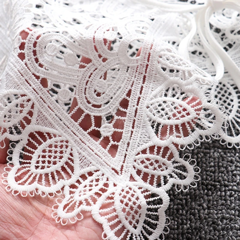 

Women Decorative Doll Fake Collar Shawl Wrap Hollow Out Embroidery Lace Detachable Necklace Lace-Up Bowknot Mini Cape