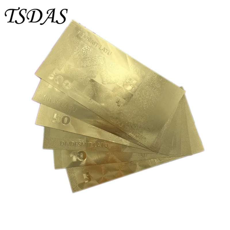 Бизнес-подарки полный Латвийский набор золотых 24k банкнот принимаем смешанные