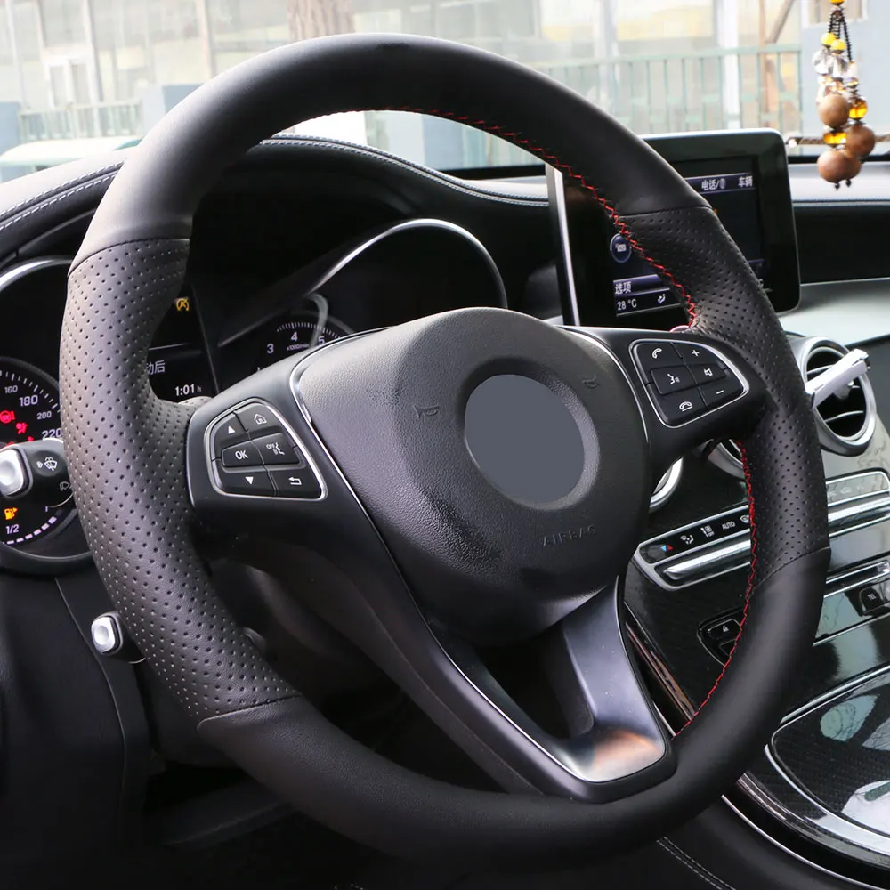 DIY заказной чехол рулевого колеса автомобиля для Hyundai I40 2011-2019 черный кожаный