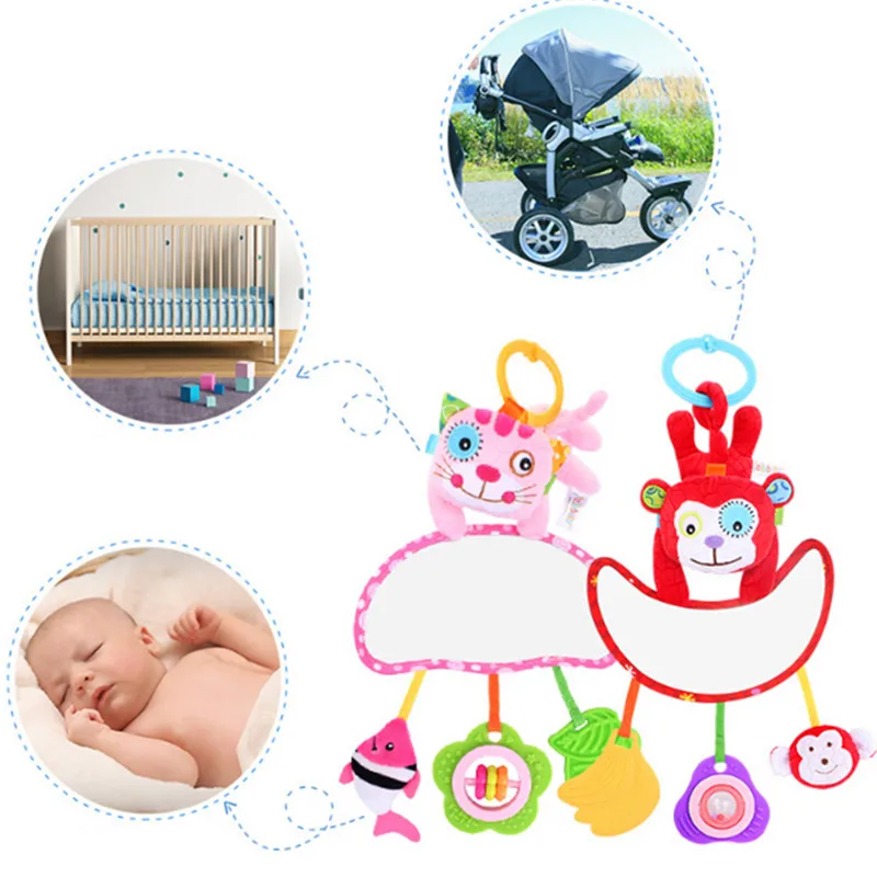 

2020 Rattles Creative Infant Hand Bell Stuffed Toy Hanging Stroller Bed Plush Doll Ha Ha Mirror Animal Newborn Toy